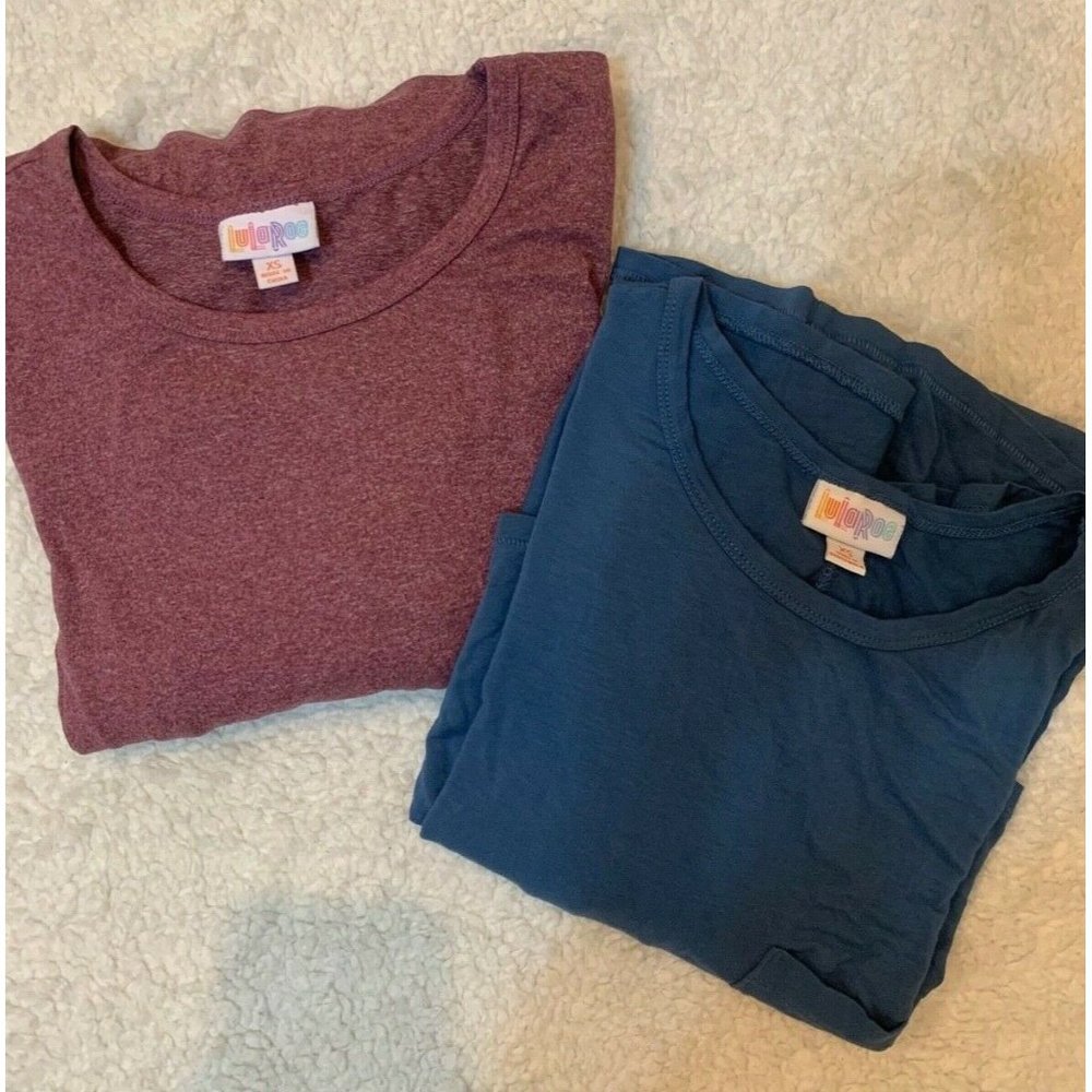 Luluroe Women's Crew Neck Short Sleeve Red & Blue